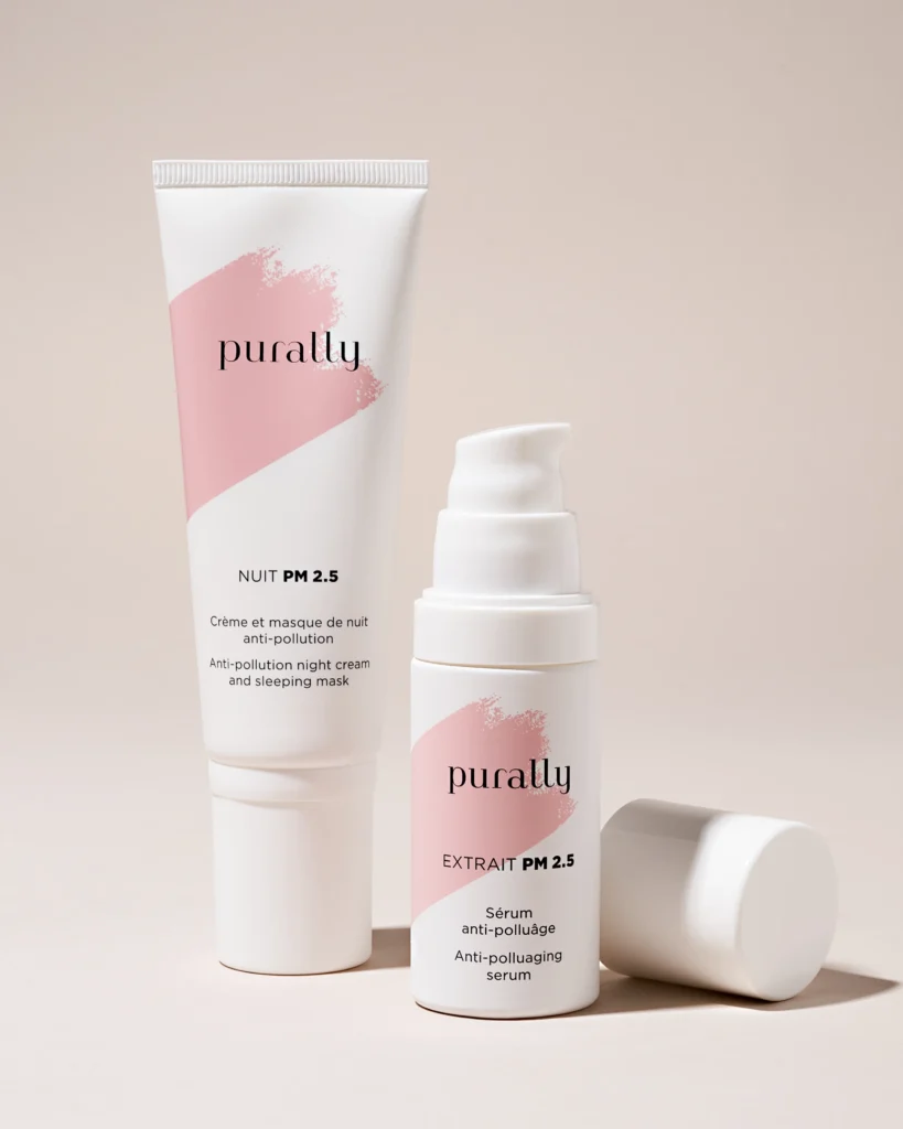 creative photography of a cosmetics on the studio pastel background. Photo made for the advertising campaign.