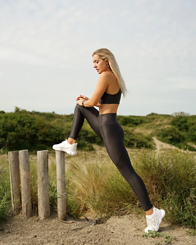 creative outside photography for an advertising of an sport wear brand. bright outside theme, sunny and green