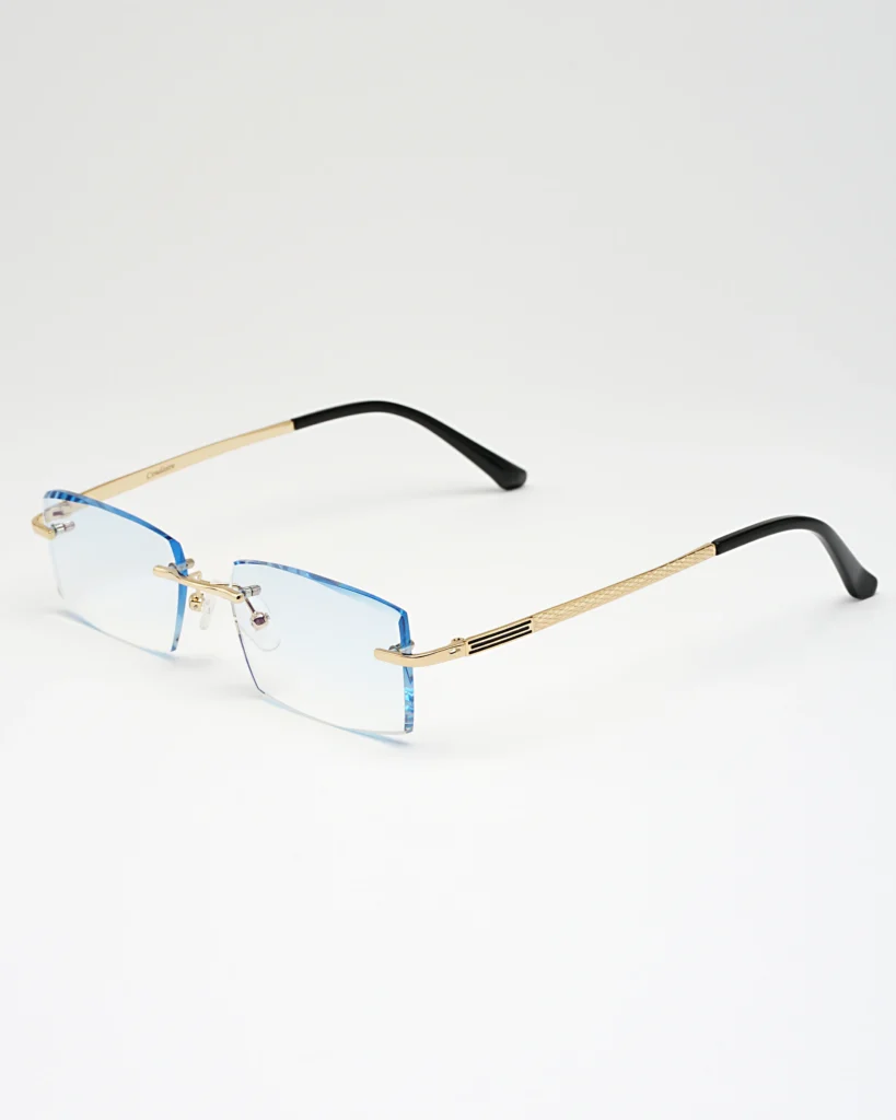 still life Packshot product photography of the side of the glasses on the grey background