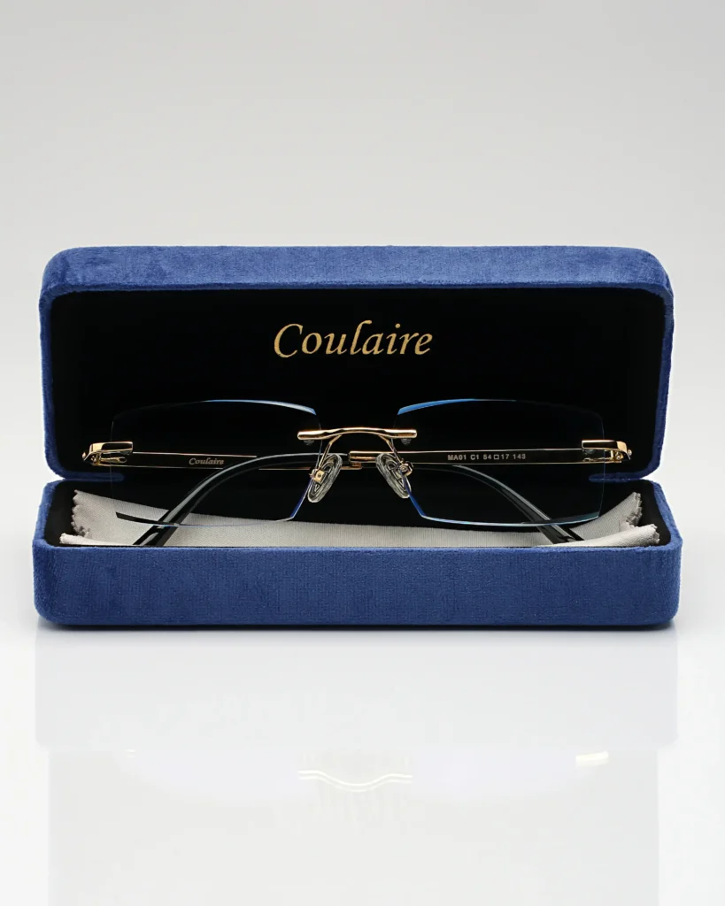 still life Packshot product photography of the glasses in the case on the grey background